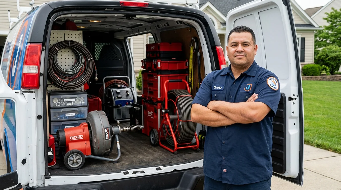 Professional drain cleaning equipment and Johns Plumbing LLC plumber in Cosmopolis