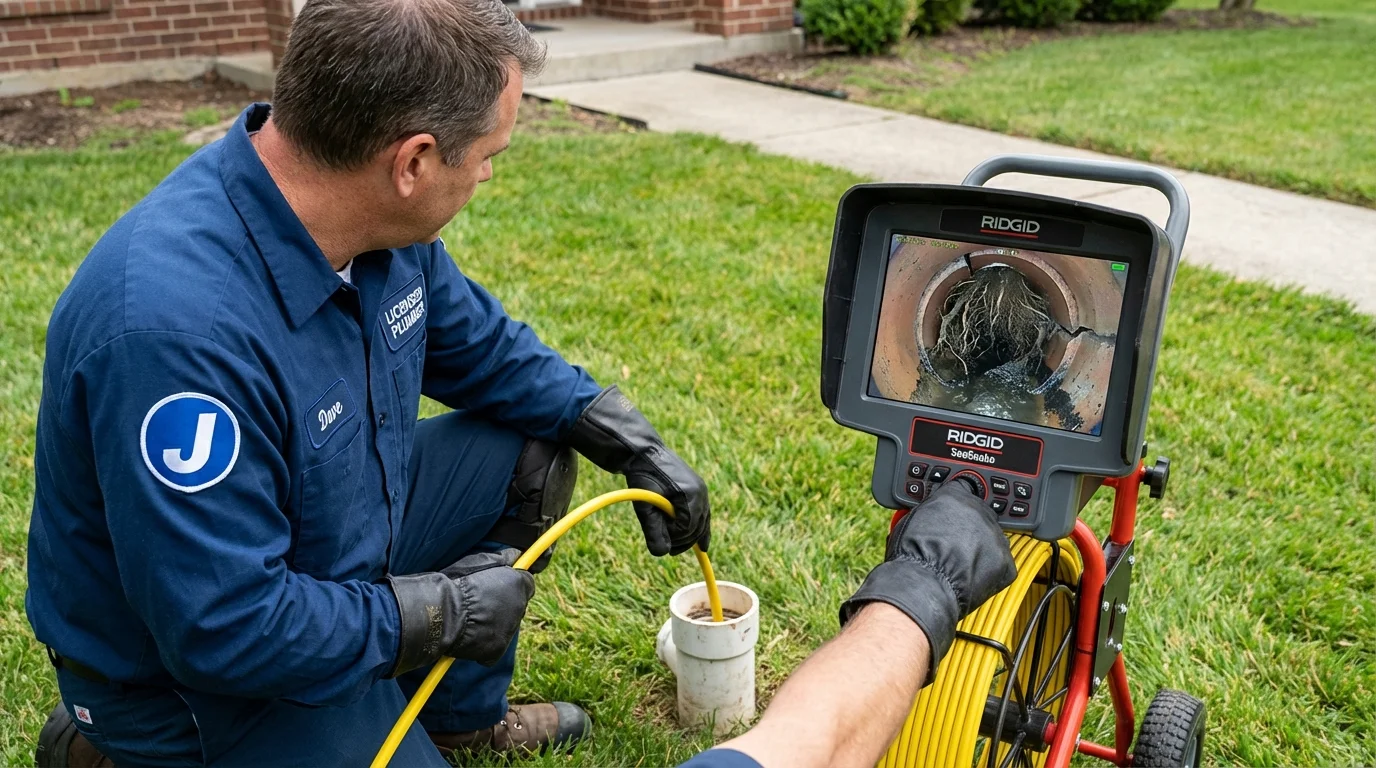 Sewer camera inspection being performed by Johns Plumbing LLC in Cosmopolis